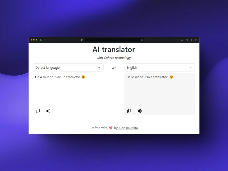 Vista previa de AI translator